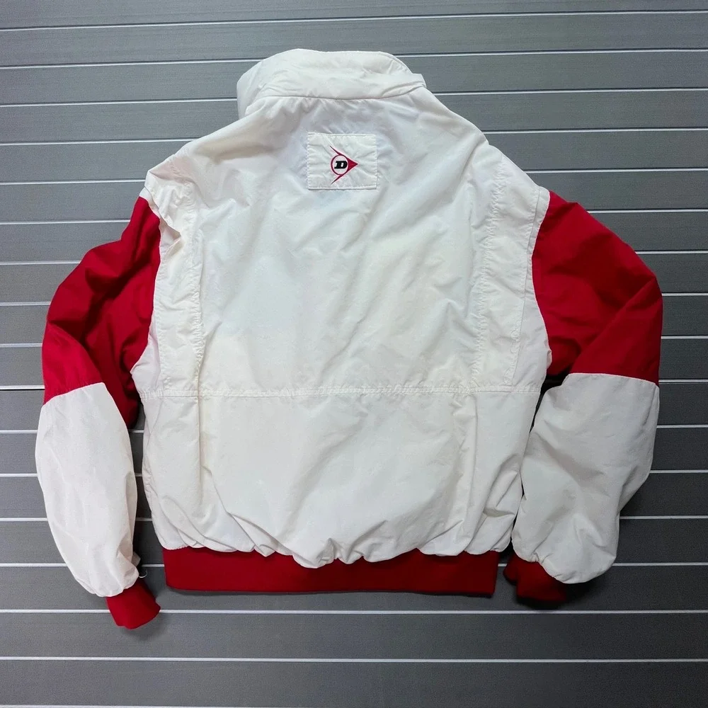 Vintage‎ Dunlop Red White Track Jacket Windbreaker Bomber Style XL Made USA
